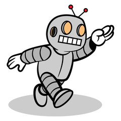 Robot toy cartoon characters walking automatically. Best for sticker, logo, and mascot with science education for kids