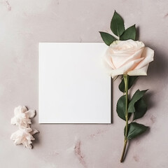 Natural Elegance: DIY Paper Mock-Ups with Floral Frame for Weddings, Showers, and Special Events Generative Ai
