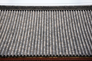 Pattern of tiles on the Japanese style temple roof