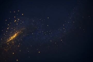 Abstract blue background with golden stars and bokeh