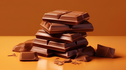 chocolate bar with filling on white background. Generative Ai