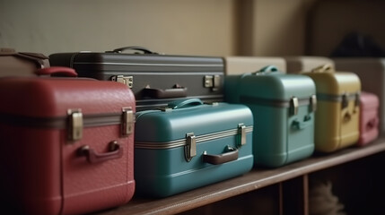 old suitcases on , background, Bright color. Generative Ai