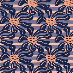 Fototapeta na wymiar Vintage stylized flowers background. Decorative retro abstract bud flower seamless pattern.