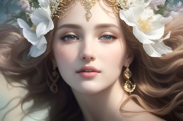 Immerse yourself in the enigmatic beauty of Aphrodite, the goddess of love, through our hyperrealistic image. Experience the delicate details and captivating essence of love embodied in this stunning 