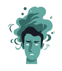Frustrated and stressed person with smoke coming out of their head, concept of stress,psychological problems, anxiety, mental disorder...