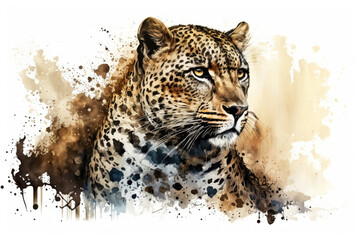 portrait leopard, AI-generated