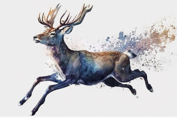 watercolor deer, ai generated