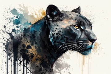 portrait of a panther, AI generated