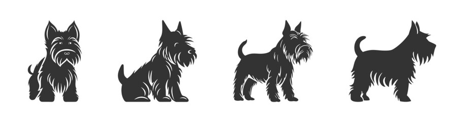 Silhouette of a dog on a white background. Vector illustration.