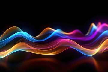Fototapeta premium Digital data transfer wave 3d render abstract neon background Generated AI