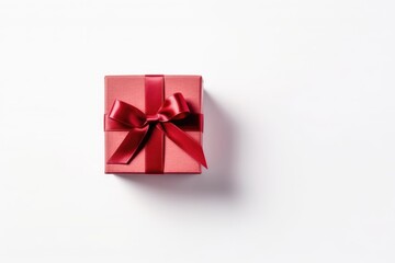 Gift box with satin ribbon and bow on white background Generated AI