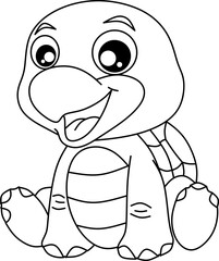 Turtle line art for coloring book