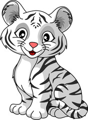 Fototapeta na wymiar Cute white tiger vector illustration