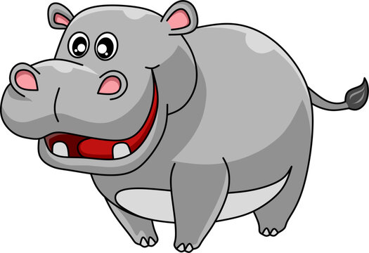 Funny Hippopotamus cartoon character, mascot 