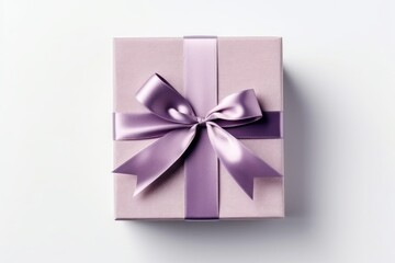 Gift box with satin ribbon and bow on white background Generated AI