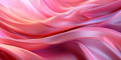 Fototapeta premium Schöner eleganter Seide Satin Stoff in Wellenbewegung Hintergrund Motiv Pink Rosa, ai generativ