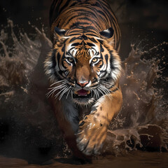 Fototapeta na wymiar Tiger Hunting in The Forest