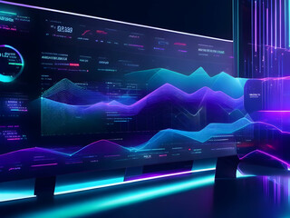 A high-tech, interactive display of real-time analytics and data