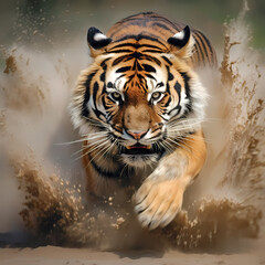 Fototapeta na wymiar Tiger Hunting in The Forest
