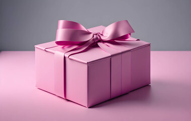pink gift box with bow - illustration generated by ai