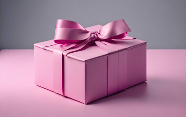 Obraz premium pink gift box with bow - illustration generated by ai