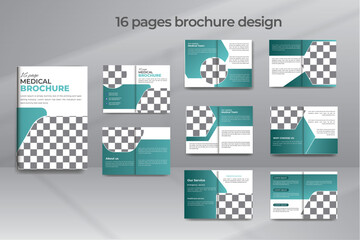 Medical Company Healthcare 16-page Brochure Design Templates