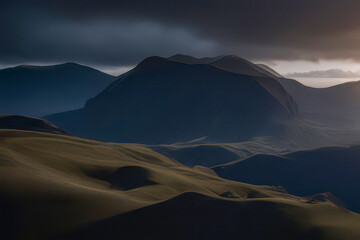 Fototapeta na wymiar Mountain landscape. Sunrise in the desert. Caucasus.