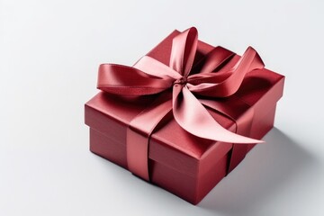Obraz premium Gift box with satin ribbon and bow on white background Generated AI