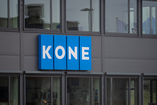 M&ouml;lndal, Sweden - January 29 2023: Kone sign on the facade of an office building.