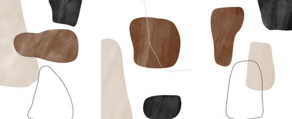 Set of minimal art posters abstract marble design  in trendy contemporary collage style, for wall art decoration, postcard, cover design