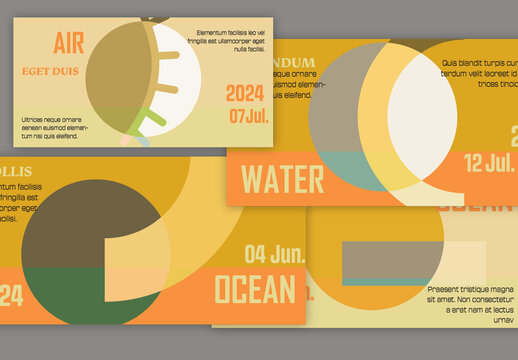 Web Banner Simple Overlapping Geometrical Shapes Bright Color