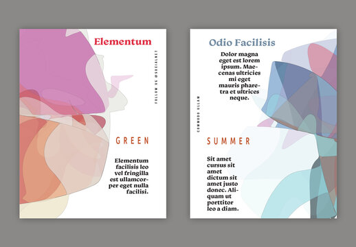 US Letter Flyer with Abstract Multicolored Transparent Floral Shape