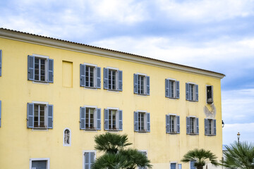 Corse, ancient colorful houses in Ajaccio, in the historic center
