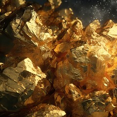 Illustration of a pure, brilliant, and eye-catching gold rock, a symbol of wealth and luxury. Generative AI
