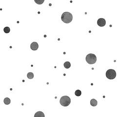 Watercolor seamless pattern with random circles on white background. Hand drawn illustration