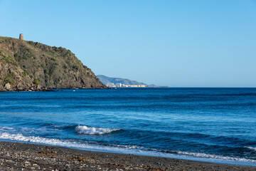 Obraz premium View of the Mediterranean coast from a beach in Almuñecar (Spain)