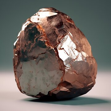 Illustration of a pure copper rock, symbolizing the natural resources and mining industry. Generative AI