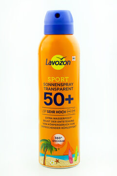 Sonnenschutz von Lavozon Sensitiv Spray LSF 50   freigestellt Hintergrund transparent