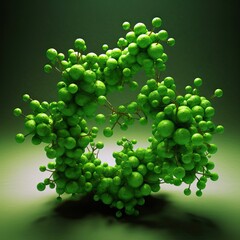 Highly detailed illustration of a green hydrogen molecule, the future of clean energy. Generative AI