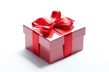 Fototapeta premium Gift box with satin ribbon and price tag bow on white Generated AI