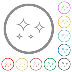 Glare stars outline flat icons with outlines