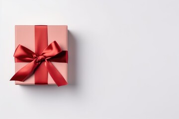 Obraz na płótnie Canvas Gift box with satin ribbon and price tag bow on white Generated AI