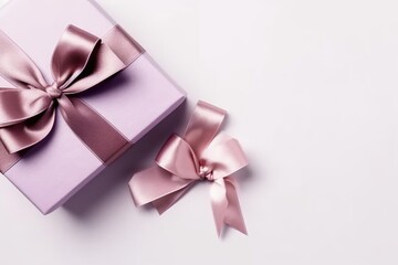 Gift box with satin ribbon and price tag bow on white Generated AI