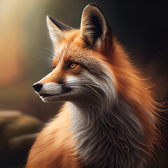 Fototapeta premium drawing of a handsome red fox