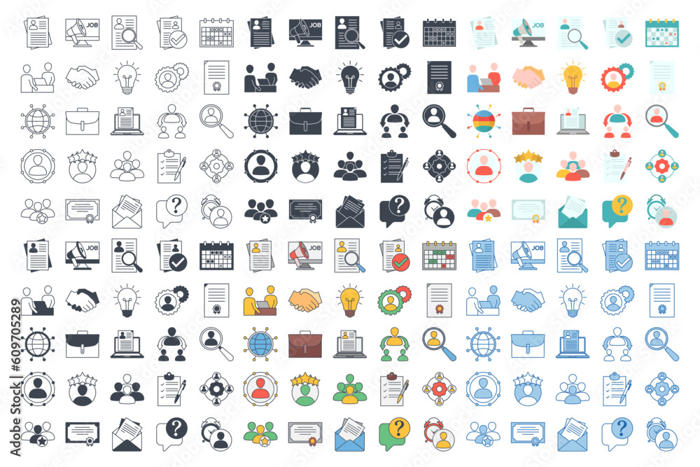 Poster mega collection headhunting and recruiting elements icon symbol template for graphic and web design 