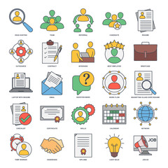 Headhunting And Recruiting elements set icon symbol template for graphic and web design collection. Resume, Skills, certificate, Team, Network and more logo vector illustration