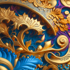 Bright and colorful background, with a bright oriental pattern.