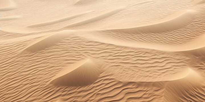 Aerial view of desert texture, sand and dune pattern for background, generative AI