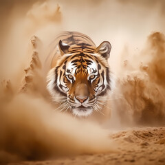 Tiger In The Dust Storm