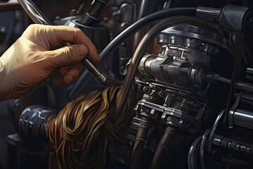 Obraz na płótnie Canvas man_in_sailing_jacket_holding_the_steering_wheel